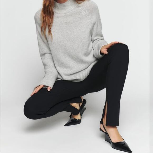 Reformation Graham High Rise Skinny Ankle Zip Ponte Knit Pants: Black size XS - Picture 1 of 9